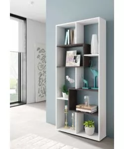 Libreria multiposizione con 8 scomparti colore bianco e ossido