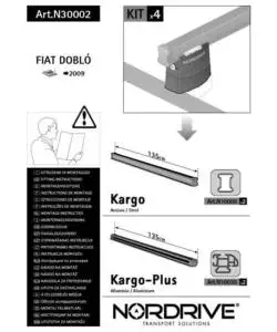 Kit attacchi per barre auto portatutto fiat doblo 2barre  n30002