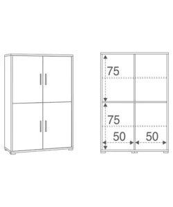 Mobile 4 ante ossido bianco, 108x41x161 cm