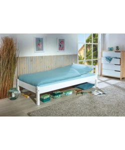 Letto singolo in pino massello bianco, 90x190 cm