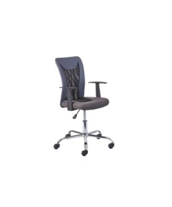 Poltroncina ufficio nera con braccioli e ruote, 55x54,5x85-95 cm