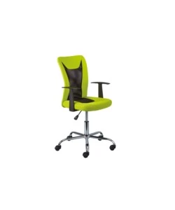 Poltroncina ufficio verde con braccioli e ruote, 55x54,5x85-95 cm