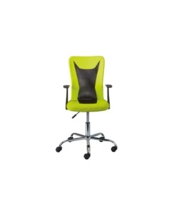 Poltroncina ufficio verde con braccioli e ruote, 55x54,5x85-95 cm