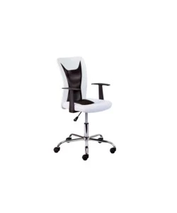 Poltroncina ufficio bianca con braccioli e ruote, 55x54,5x85-95 cm