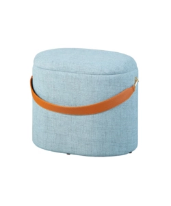 Pouf grigio con contenitore e maniglia in ecopelle, 42x30x36cm