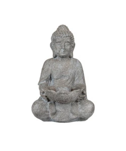 Fontana da esterno buddha con ricircolo d'acqua e illuminazione led 29,5x28x45 cm