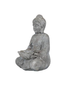 Fontana da esterno buddha con ricircolo d'acqua e illuminazione led, 29,5x28x45 cm