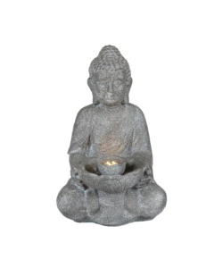 Fontana da esterno buddha con ricircolo d'acqua e illuminazione led, 29,5x28x45 cm