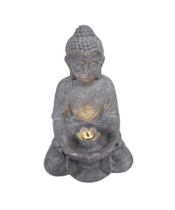 Fontana da esterno buddha con ricircolo d'acqua e illuminazione led, 29,5x28x45 cm