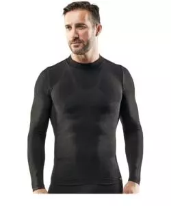 Maglia termica tecnica maniche lunghe nera con collo lupetto - tg l/xl