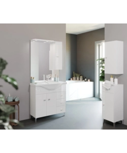 Mobile bagno "smart 105" con 2 ante e 3 cassetti bianco lucido, 106x50x193 cm