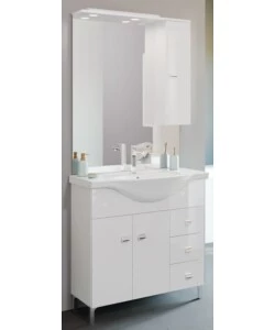 Mobile bagno 'smart 105' con 2 ante e 3 cassetti bianco lucido, 106x50x193 cm