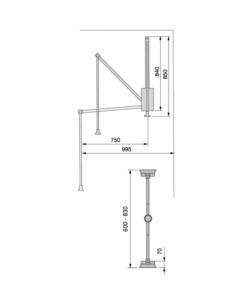 Appendiabiti saliscendi regolabile 60-83 cm moka, emuca