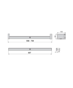 Barra appendiabili per armadi regolabile 558-708 mm batteria rimovibil e sensore di movimento colore moka - emuca.