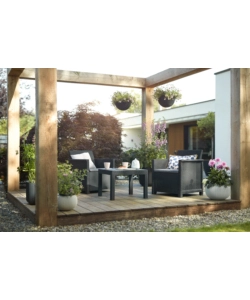 Set da giardino keter "emma balcony" con 2 poltrone e tavolo, colore grafite - keter