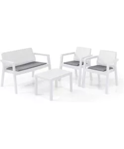 Set mobile da giardino 'emily lounge' con 2 poltrone, divano 2 posti e tavolino, colore bianco - keter