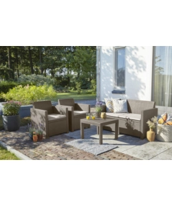 Set da giardino keter "alabama lounge" con divano 2 posti, colore cappuccino - keter