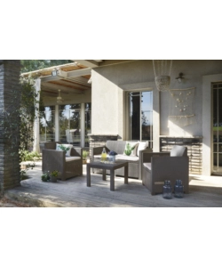 Set da giardino keter "alabama lounge" con divano 2 posti, colore cappuccino - keter