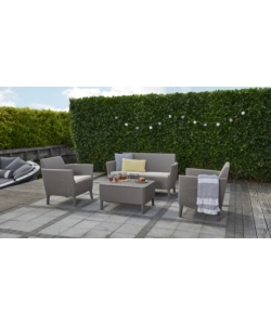 Set da giardino "salemo lounge" con 2 poltrone, divano a 2 posti e tavolino, colore cappuccino - keter