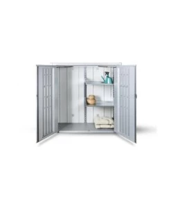 Armadio da esterno biohort "romeo l" in acciaio grigio quarzo metallizzato, 132x87x140 cm - 58080