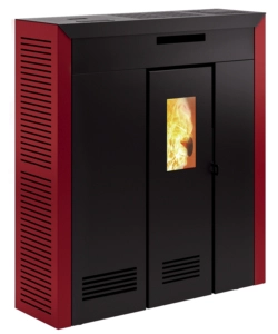 Stufa a pellet slim canalizzata invicta 'daglan' bordeaux 9 kw