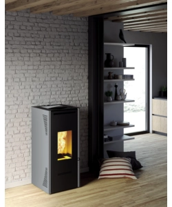 Stufa a pellet canalizzata invicta "talo" grigio 10,4 kw