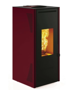 Stufa a pellet canalizzata invicta 'talo' bordeaux 10,4 kw