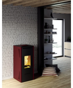 Stufa a pellet canalizzata invicta "talo" bordeaux 10,4 kw