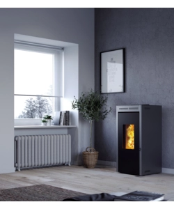 Termostufa a pellet ermetica e ventilata invicta "teramo" grigio 16,8 kw