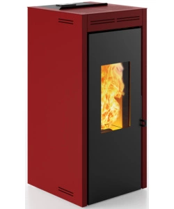 Termostufa a pellet ermetica e ventilata invicta 'teramo' bordeaux 16,8 kw