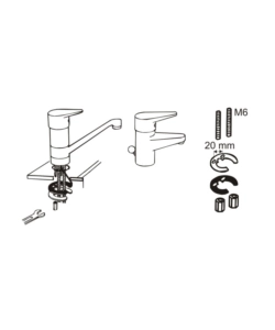 Kit fissaggio rubinetti a 2 staffe 6 mm.