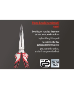 Pinza becchi semitondi curvi 3k 160 mm.