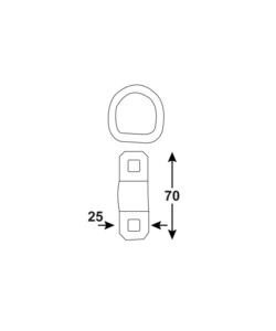 Occhiello a "d" 25 x 70 mm. tenuta 250 kg. con staffa di ancoraggio