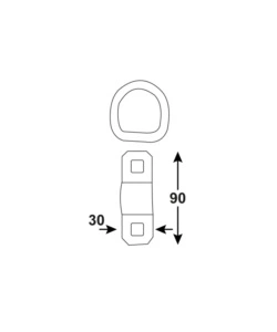 Occhiello a "d" 30 x 90 mm. tenuta 625 kg. con staffa di ancoraggio