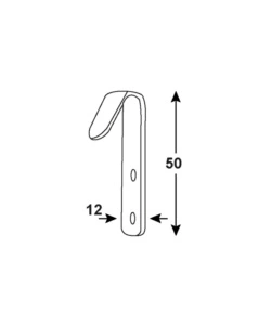 Gancio piatto da parete in acciaio zincato 12x50 mm. max 100 kg. 2 pz.
