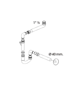 Sifone salvaspazio a ?s? 1 vasca 1 1/2" x 40 mm., per cucina
