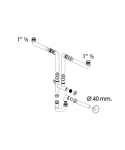 Sifone salvaspazio a ?s? 2 vasche 1 1/2" x 40 mm., per cucina
