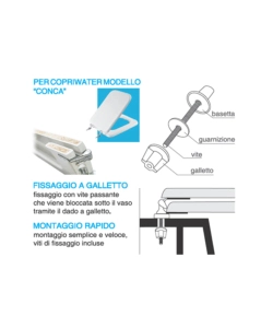 Cerniere per copriwater modello "conca"