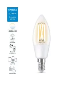 Lampadina filamento chiaro smart philips smart led c35, 470 lm