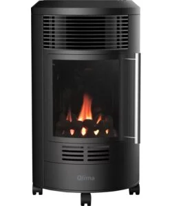 Stufa a gas qlima 'gh8034' nero 3,4 kw con fiamma rossa