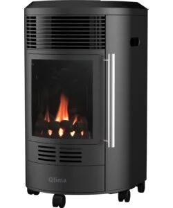 Stufa a gas qlima "gh8034" nero 3,4 kw con fiamma rossa