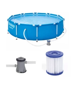 Piscina fuori terra rotonda bestway 'steel pro' 366x76 con pompa e filtro a cartuccia - cod. 56681