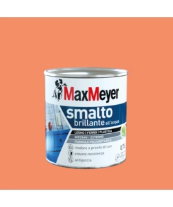 Smalto all'acqua acril-poliuretanico max meyer "brillante" colore arancione ace, 750 ml