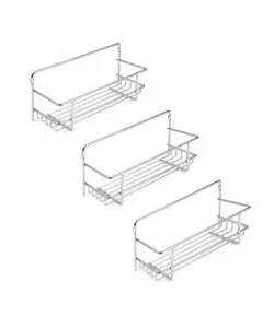 3 portaspezie in acciaio cromato, 27x11x9,7 cm