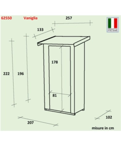 Casetta in legno da giardino "vaniglia" addossata, 207x102x222 cm - alce