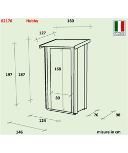 Casetta in legno da giardino alce "hobby" porta singola, 146x98x197 cm