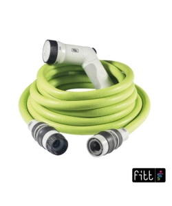 Tubo da giardino estensibile fitt ikon lime in tpe e nylon con pistola multigetto, 15 metri