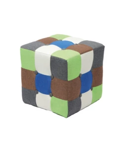 Pouf bellahome 'patch' in tessuto multicolore, 35x35x35 cm