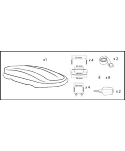 Box tetto per auto 530 litri in abs con doppia apertura, nero lucido - n60025