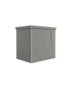 Casetta da giardino biohort 'neo 1b' in acciaio zincato colore grigio quarzo metallizzato con porta battente semplice 236x180x222 cm - cod. 87029